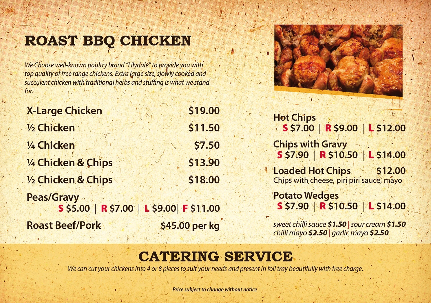 Phat Chicken menu | roast bbq chicken and chips